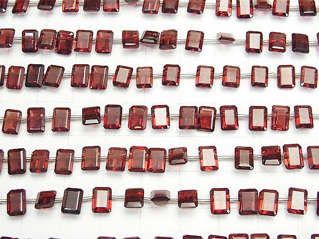 [Video] High Quality Mozambique Garnet AAA Rectangle Faceted 7x5x3mm half or 1strand (28pcs)