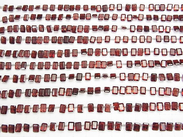 [Video] High Quality Mozambique Garnet AAA Rectangle Faceted 7x5x3mm half or 1strand (28pcs)