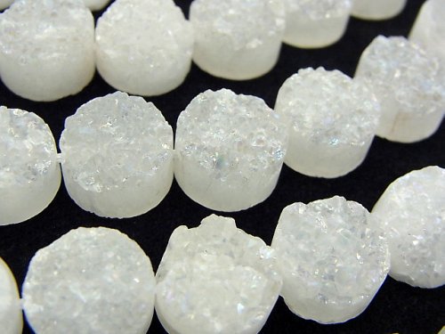 Coin, Crystal Quartz, Druzy Gemstone Beads