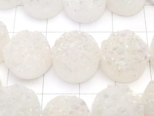 [Video] Druzy Quartz Coin 12 x 12 x 7 mm AB coating half or 1 strand beads (aprx.7 inch / 18 cm)