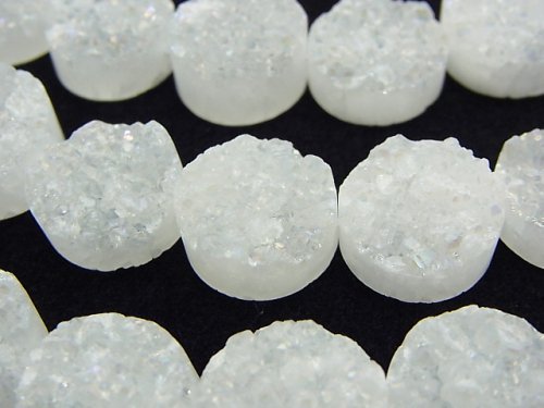 Coin, Crystal Quartz, Druzy Gemstone Beads
