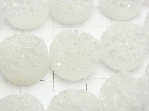 [Video] Druzy Quartz Coin 14 x 14 x 6 mm AB coating half or 1 strand beads (aprx.7 inch / 17 cm)