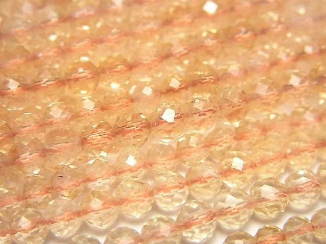 Citrine AAA- Faceted Round 4mm half or 1strand beads (aprx.15inch/37cm)High Quality!