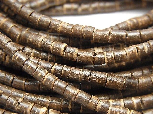 Coconut Tube 3x3x3mm Brown 1strand beads (aprx.23inch/58cm)