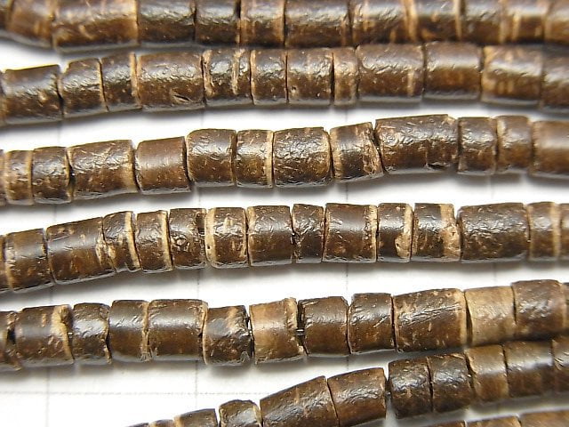 Coconut Tube 3x3x3mm Brown 1strand beads (aprx.23inch/58cm)