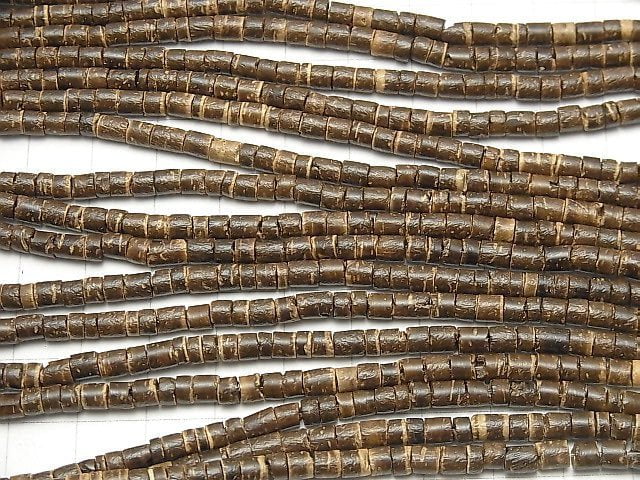 Coconut Tube 3x3x3mm Brown 1strand beads (aprx.23inch/58cm)