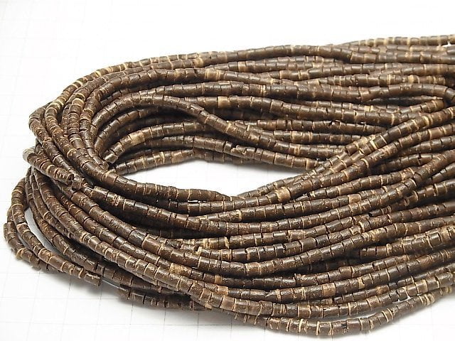 Coconut Tube 3x3x3mm Brown 1strand beads (aprx.23inch/58cm)