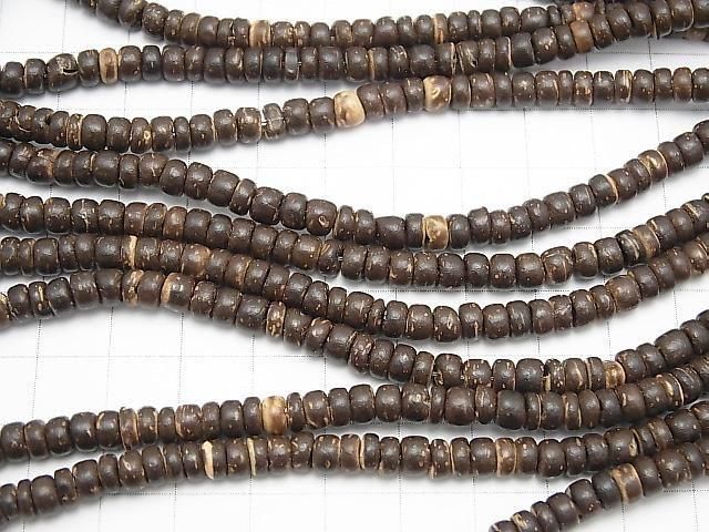 Coconut Rondelle, Brown, 5x5x3mm, 1strand beads (approx. 15 inches/36 cm)