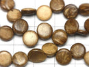 Coconut Coin 8x8mm Brown 1strand beads (aprx.15inch/38cm)
