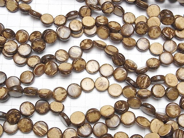 Coconut Coin 10x10mm Brown 1strand beads (aprx.15inch/36cm)