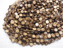 Coconut Coin 10x10mm Brown 1strand beads (aprx.15inch/38cm)
