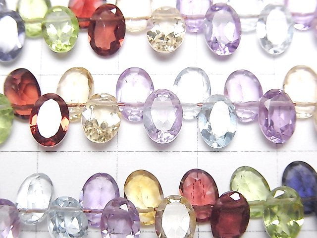 [Video]High Quality Mixed Stone AAA Oval Faceted 7x5mm half or 1strand beads (aprx.3inch/8cm)