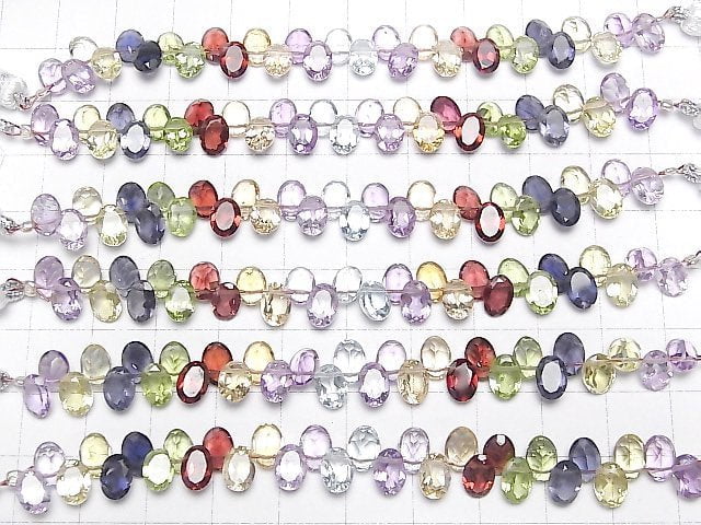 [Video]High Quality Mixed Stone AAA Oval Faceted 7x5mm half or 1strand beads (aprx.3inch/8cm)