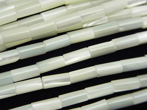 Mother of Pearl MOP White Tube 8x4x4mm 1strand beads (aprx.15inch/38cm)