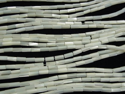 Mother of Pearl MOP White Tube 8x4x4mm 1strand beads (aprx.15inch/38cm)