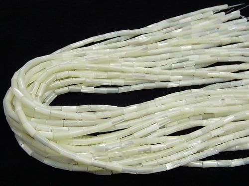 Mother of Pearl MOP White Tube 8x4x4mm 1strand beads (aprx.15inch/38cm)