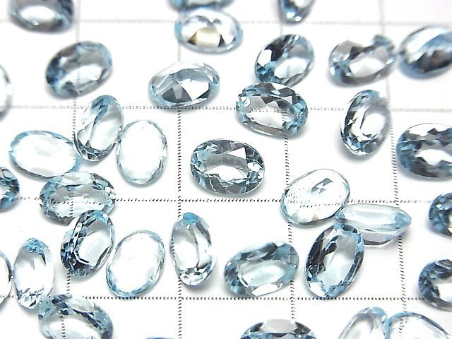 [Video]High Quality Sky Blue Topaz AAA Loose stone Oval Faceted 7x5x3mm 5pcs