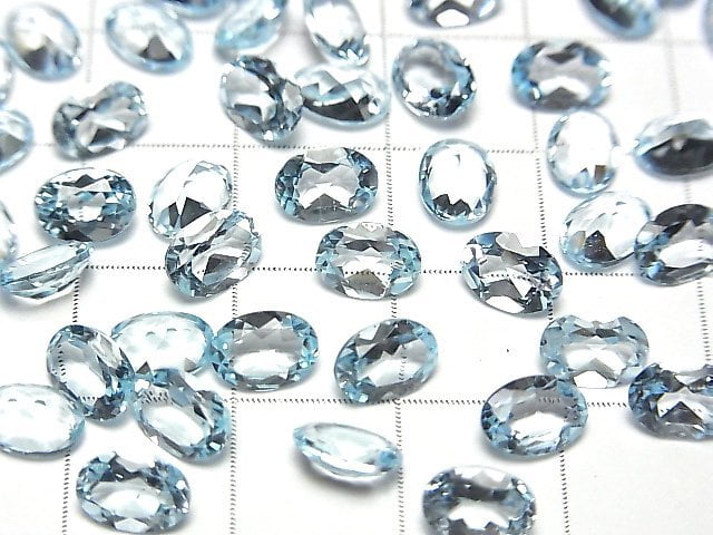 [Video]High Quality Sky Blue Topaz AAA Loose stone Oval Faceted 7x5x3mm 5pcs