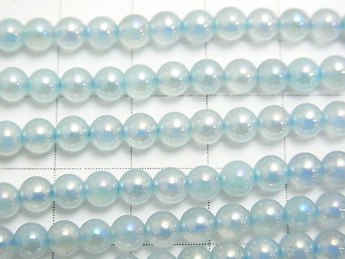 1strand $6.79! Flash, Blue Color Chalcedony Round 4mm 1strand beads (aprx.15inch / 36cm)