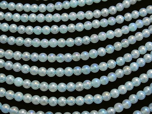 1strand $6.79! Flash, Blue Color Chalcedony Round 4mm 1strand beads (aprx.15inch / 36cm)