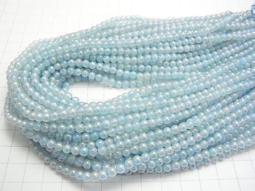1strand $6.79! Flash, Blue Color Chalcedony Round 4mm 1strand beads (aprx.15inch / 36cm)