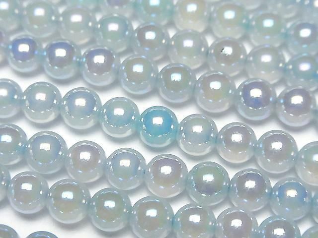 [Video] Flash, Blue color Chalcedony Round 6mm 1-strand beads (approx. 14 inches/35 cm)