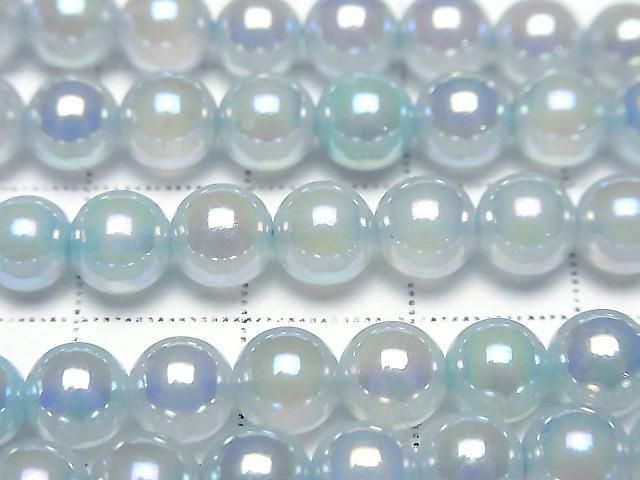 [Video] Flash, Blue color Chalcedony Round 6mm 1-strand beads (approx. 14 inches/35 cm)