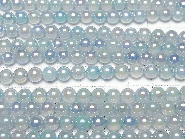 [Video] Flash, Blue color Chalcedony Round 6mm 1-strand beads (approx. 14 inches/35 cm)