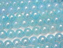 Flash, blue color Chalcedony Round 10mm half or 1strand beads (aprx.15inch / 36cm)
