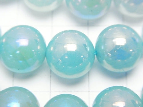 Flash, Blue Color Chalcedony Round 12mm half or 1strand beads (aprx.15inch / 36cm)