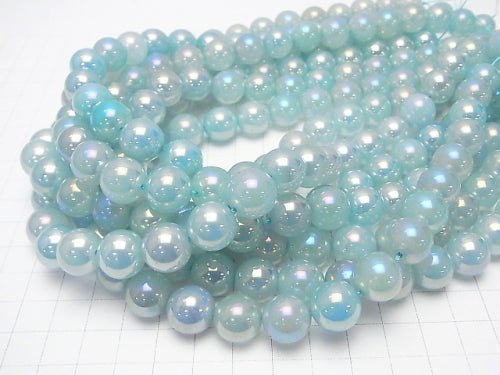 Flash, Blue Color Chalcedony Round 12mm half or 1strand beads (aprx.15inch / 36cm)