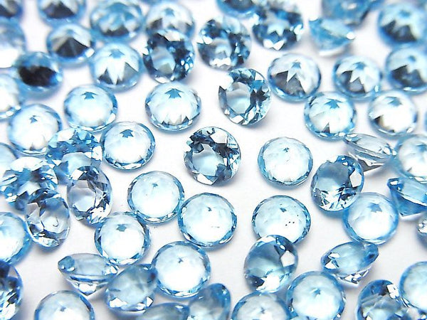 [Video]High Quality Swiss Blue Topaz AAA Loose stone Round Faceted 4x4mm 5pcs