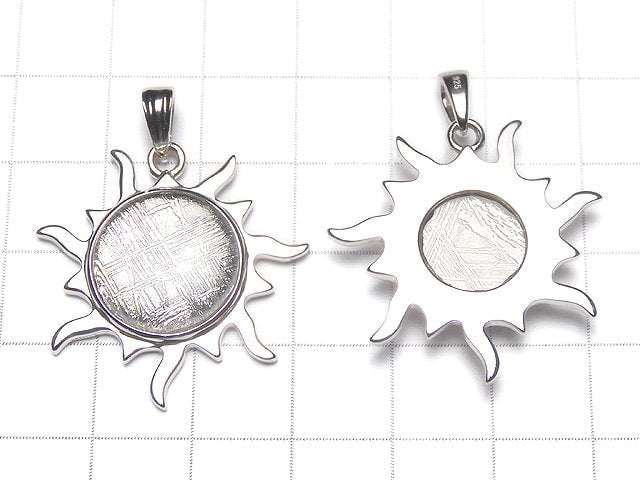 Meteorite (Muonionalusta) Sun 27 x 28 x 7 mm Pendant Silver 925