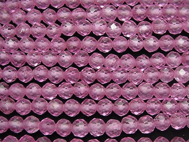 [Video] High Quality Pink Topaz AAA Round - Semi Faceted Round 5 mm half or 1 strand beads (aprx.7 inch / 18 cm)