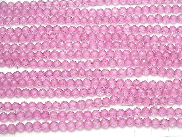 [Video] High Quality Pink Topaz AAA Round - Semi Faceted Round 5 mm half or 1 strand beads (aprx.7 inch / 18 cm)