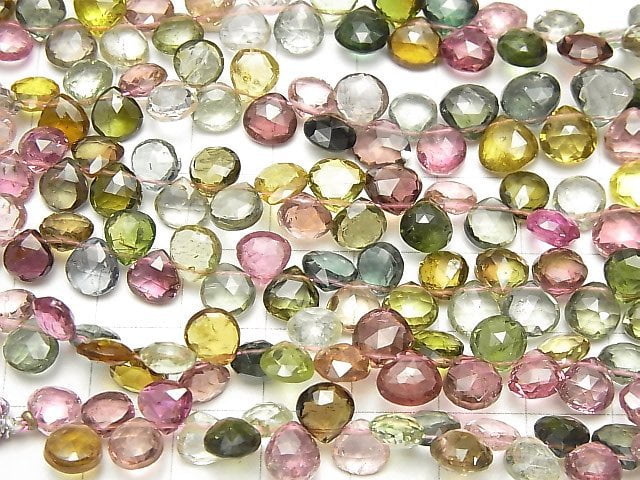 Top Quality Multicolor Tourmaline AAAA Chestnut Faceted Briolette half or 1strand beads (aprx.7inch / 18 cm)