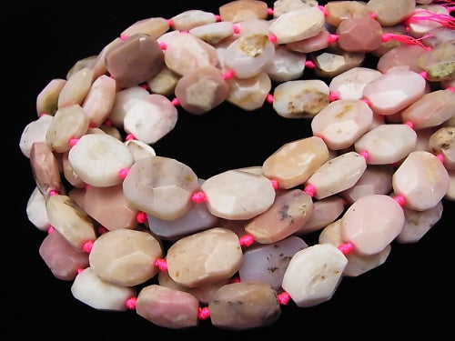 Pink Opal AA Flat Faceted Nugget half or 1strand beads (aprx.14inch / 34 cm)