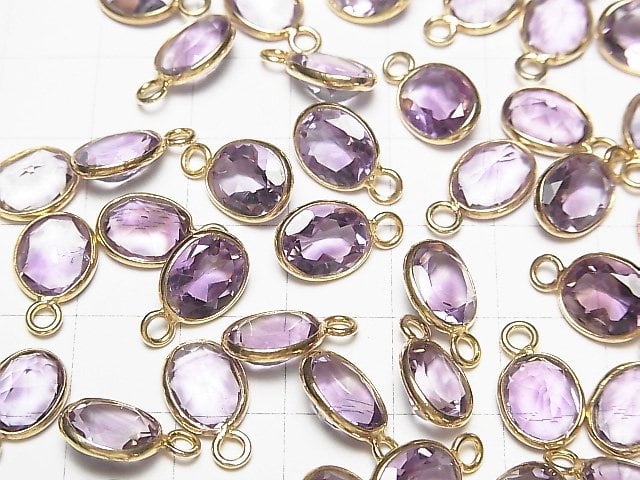 [Video] High Quality Amethyst AAA Bezel Setting Oval Faceted 10x8mm 18KGP 4pcs