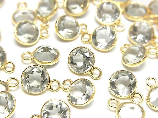 [Video] High Quality Green Amethyst AAA Bezel Setting Round Faceted 8x8mm 18KGP 1pc