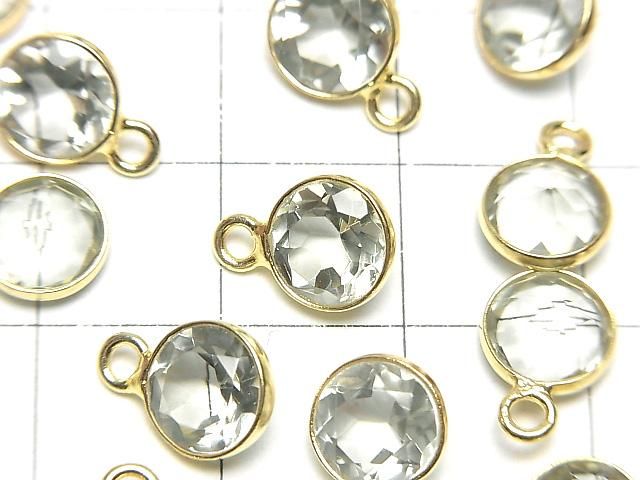 [Video] High Quality Green Amethyst AAA Bezel Setting Round Faceted 8x8mm 18KGP 1pc
