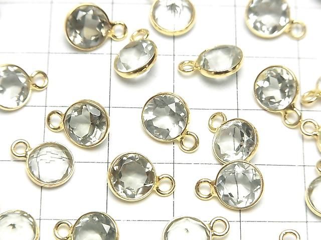 [Video] High Quality Green Amethyst AAA Bezel Setting Round Faceted 8x8mm 18KGP 1pc