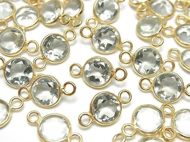 [Video] High Quality Green Amethyst AAA Bezel Setting Round Faceted 8x8mm [Both Sides] 18KGP 1pc