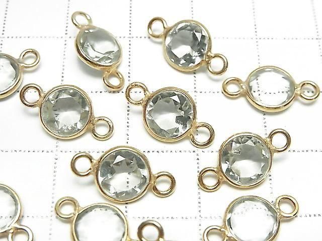 [Video] High Quality Green Amethyst AAA Bezel Setting Round Faceted 8x8mm [Both Sides] 18KGP 1pc