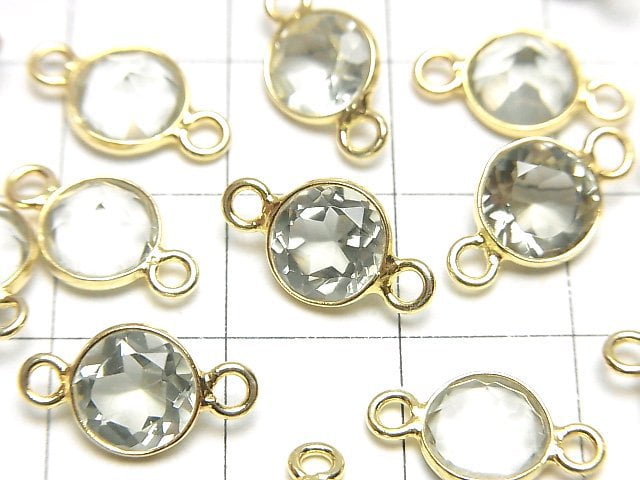 [Video] High Quality Green Amethyst AAA Bezel Setting Round Faceted 8x8mm [Both Side] 18KGP 5pcs