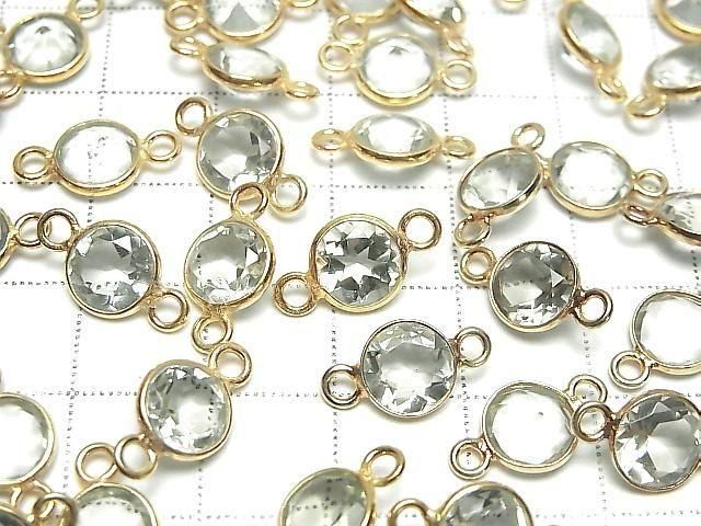 [Video] High Quality Green Amethyst AAA Bezel Setting Round Faceted 8x8mm [Both Sides] 18KGP 1pc