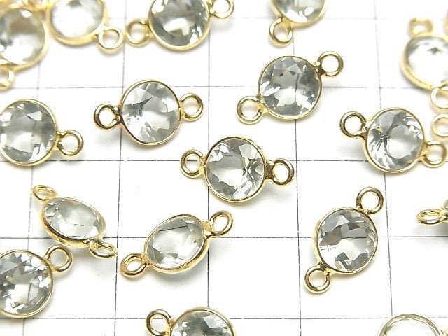 [Video] High Quality Green Amethyst AAA Bezel Setting Round Faceted 8x8mm [Both Side] 18KGP 5pcs