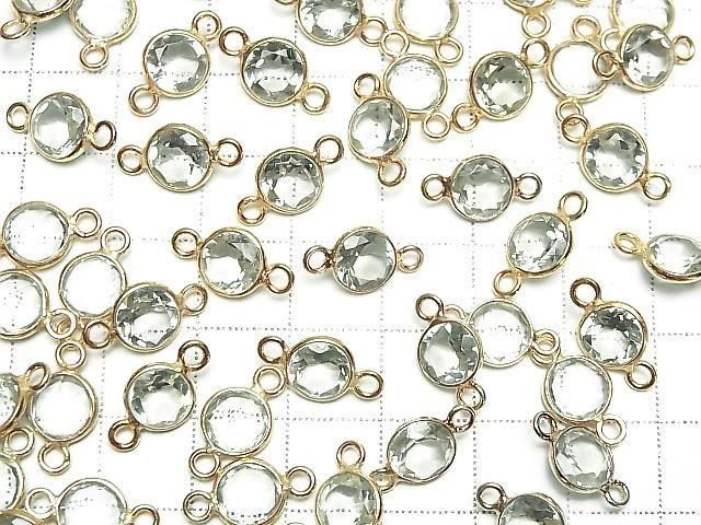 [Video] High Quality Green Amethyst AAA Bezel Setting Round Faceted 8x8mm [Both Sides] 18KGP 1pc