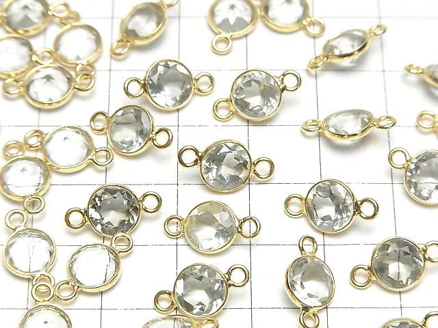 [Video] High Quality Green Amethyst AAA Bezel Setting Round Faceted 8x8mm [Both Side] 18KGP 5pcs