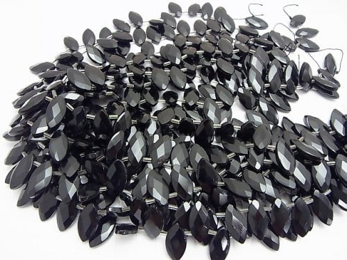 Onyx  Faceted Marquise 20x10x4mm half or 1strand beads (aprx.15inch/38cm)