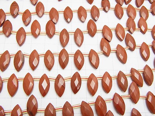 Red Jasper Faceted Marquise 15 x 7 x 4 mm half or 1 strand beads (aprx.15 inch / 38 cm)